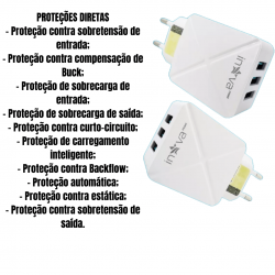 Carregador Fonte Celular 3 Entradas USB Tomada 5.1A Turbo Rápida