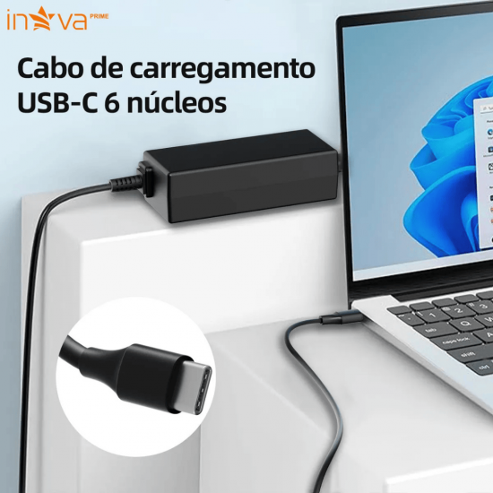 KV-756 - ADAPTADOR TIPO AC/DC, 65W, 20V / 3.25A, MARCA INAVA PRIME, ACONDICIONADO EM CAIXAS CONTENDO 50 PECAS POR CAIXAS