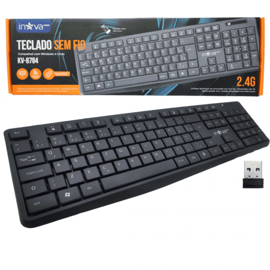 KV-8784 TECLADO E MOUSE SEM FIO, FAIXA DE FREQUENCIAS TX (MHZ) 2.400,0 A 2.483,5, ... MARCA INOVA PRIME.