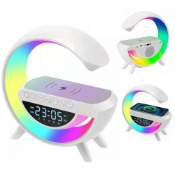 LAM-12186 RADIO FM COM MINI CAIXA DE SOM INTEGRADA, PORTATIL, ALTO-FALANTE DE LED, COM ENTRADA USB, E RELOGIO DESPERTA
