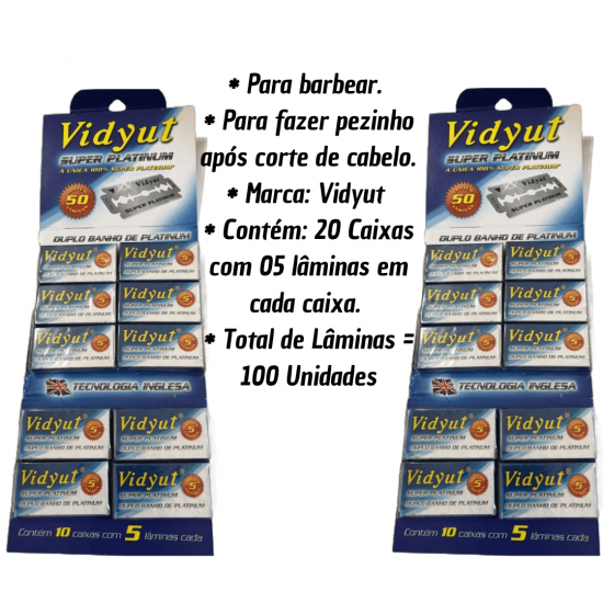 Lâmina De Barbear Vidyut Super Chromium Blades Cartela C/100 Unid