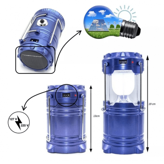 Lampião Carregador Solar Camping Led Lanterna Pesca