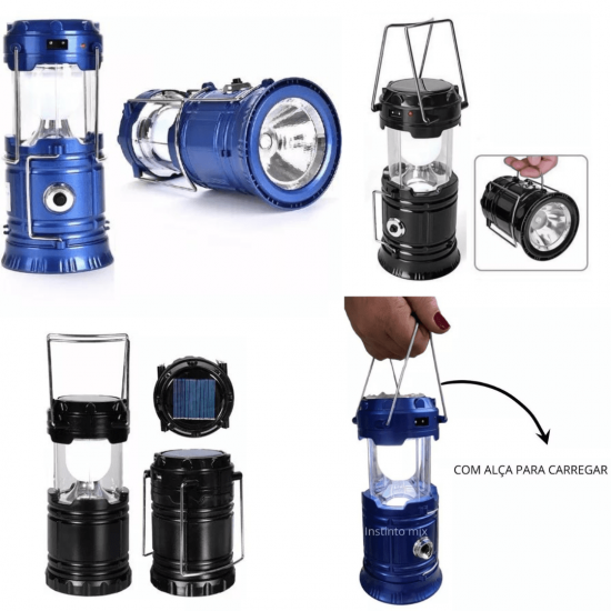 Lampião Carregador Solar Camping Led Lanterna Pesca