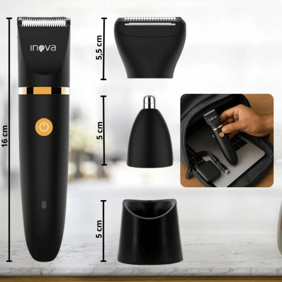 3 Em 1 Aparador de pelos Masculino e Feminino Máquina de cortar cabelo com À Prova D'Água e Base para Áreas Íntimas