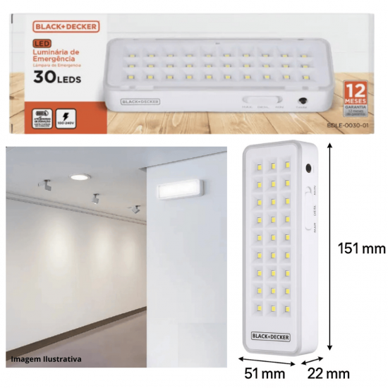 LUMINARIA EMERGENCIA 30 LEDS 100-240V BDLE-0030-01