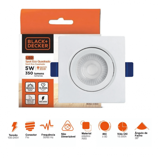 Luminária Led Spot 5W Redondo Quadrado Embutido Branco Frio Quente 3000k 6500k Bivolt