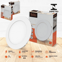 Luminária Painel Plafon Led 18W 22x22 Quadrado Redondo Embutir / Sobrepor 6500k / 3000K