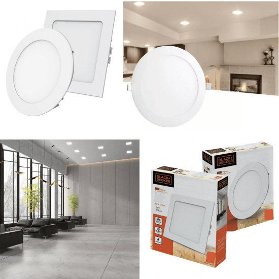 Luminária Painel Plafon Led 18W 22x22 Quadrado Redondo Embutir / Sobrepor 6500k / 3000K