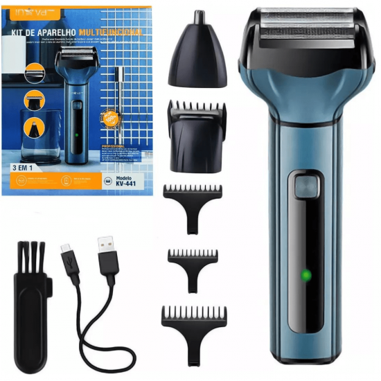 Maquina de barbear barbeador depilador de pelos aparador elétrico 3 em 1 cabelo nariz barba corpo masculino