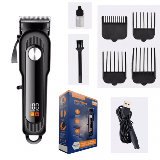 Máquina De Cortar Cabelo Para Barba Aparador Profissional Sem Fio Portátil