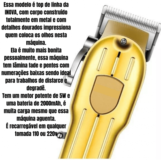 Máquina cortador cabelo barbeador sem fio profissional bivolt