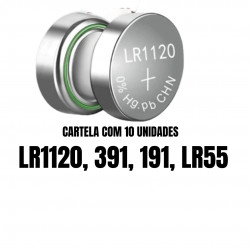 Bateria LR1120, 391, 191, LR55 ag8 cartela c/ 10 un