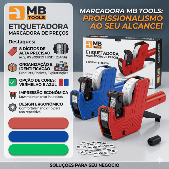 MB57198 ETIQUETADORA MANUAL | MARCADORA DE PRECO 8 DIGITOS