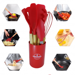 MD-12774 CONJUNTO COM 12 PECAS DE UTENSILIOS DE COZINHA, DE PLASTICO , SENDO: 1 SUPORTE, 1 FUE, 1 PINCEL, 1 CONCHA, 1