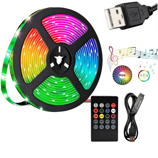 Fita LED De Luz APP Inteligente Controle Remoto RGB Música Luzes Para Quarto Sala TV Fundo Carnaval Natal