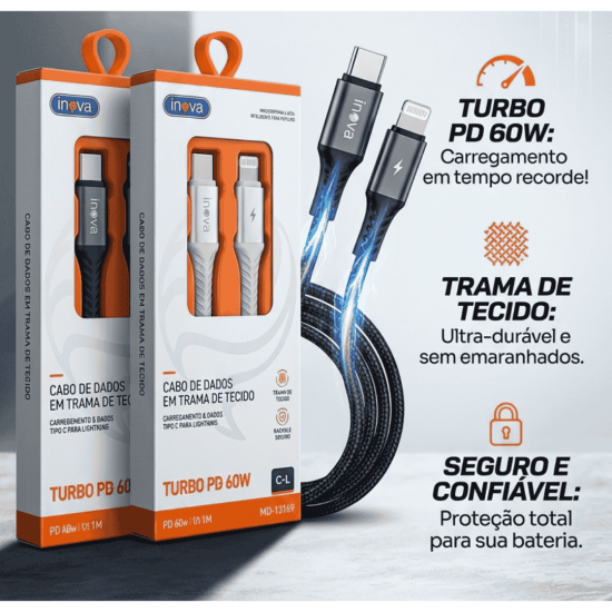 MD-13169 TC CABO DE DADOS USB-C INOVA LIGHTNING 1M 5V