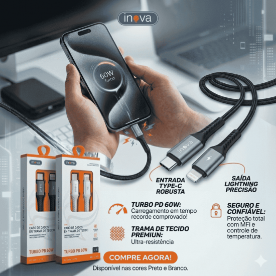 MD-13169 TC CABO DE DADOS USB-C INOVA LIGHTNING 1M 5V