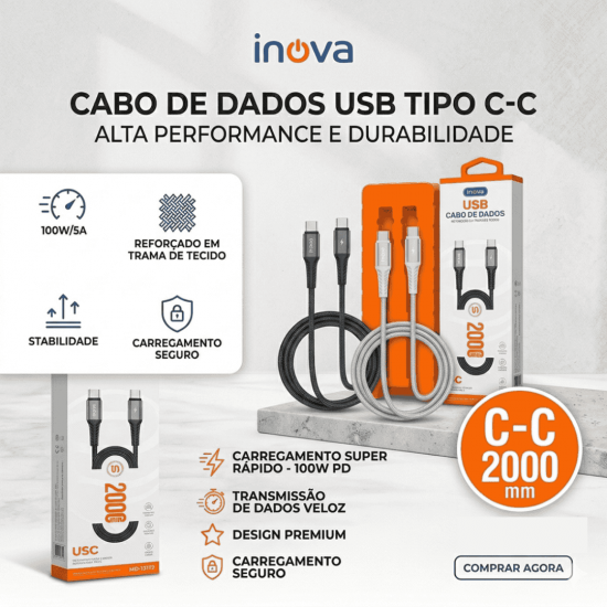 MD-13172 TC CABO DE DADOS USB-C INOVA TIPO-C 2M 5V