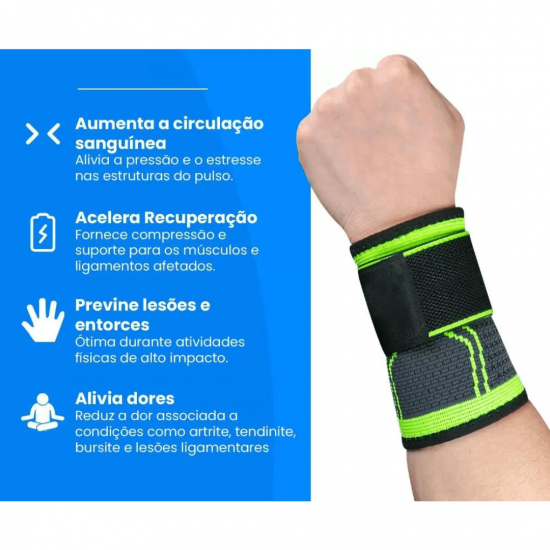 Munhequeira Ajustável De Pulso Para Musculação Academia Faixa Elástica De Compressão