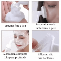 Frasco Pump Com Escova De Silicone Limpeza Facial e Cilios Espumador
