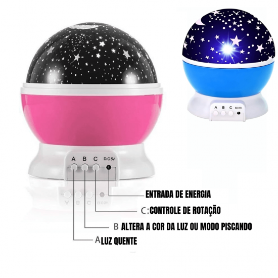 Luminária Abajur Projetor Estrelas Galaxy Star Master Quarto Sala Criança Decoração Festa