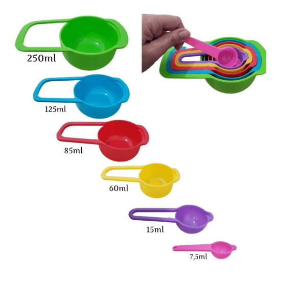 Colheres Medidoras - 6 peças Medida, medidor Bolo Cozinha Confeitaria