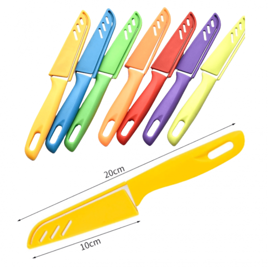 Kit 10 Facas Aço Inox Afiada com Bainha Capa Protetora Cozinha Pesca Camping Faquinha Colorida