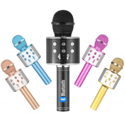 Microfone Infantil de Karaoke Microfone de Brinquedo Sem Fio Bluetooth