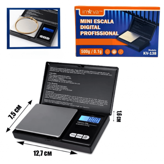 MINI BALANCA DE PRECISAO DIGITAL, PORTATIL DE USO DOMESTICO, COMUMENTE UTILIZADO PARA AFERIR PESO DE OBJE