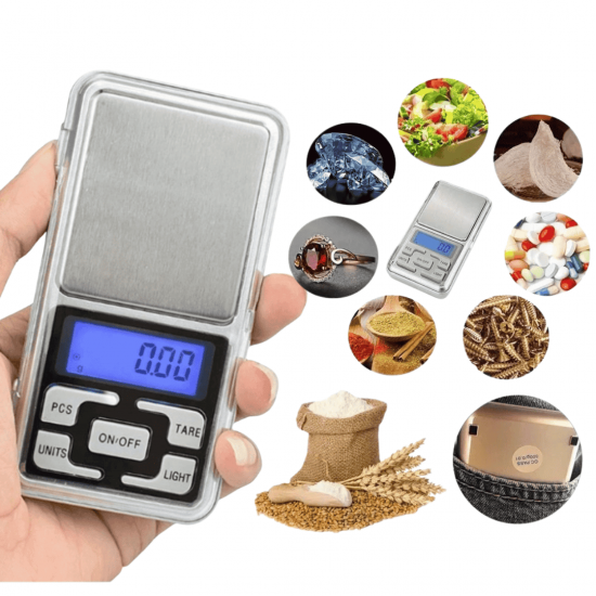 Mini balança digital de precisão de 0.1 a 500gr para joias ouro farmácia