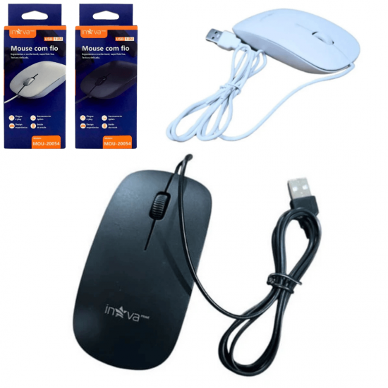 Mouse Com Fio Usb Óptico Para Notebooks E Computadores De Mesa cor preto e branco
