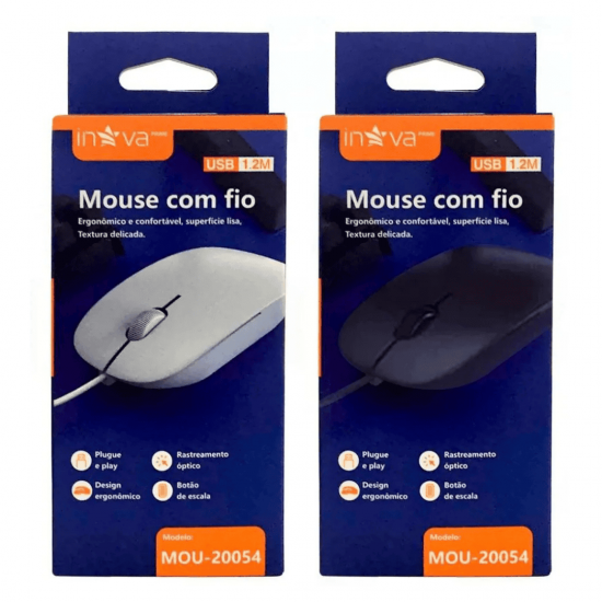 Mouse Com Fio Usb Óptico Para Notebooks E Computadores De Mesa cor preto e branco