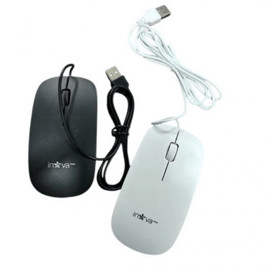 Mouse Com Fio Usb Óptico Para Notebooks E Computadores De Mesa cor preto e branco