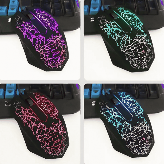 Mouse Gamer 6 Botões 2400DPI LED Com Fio para Jogos