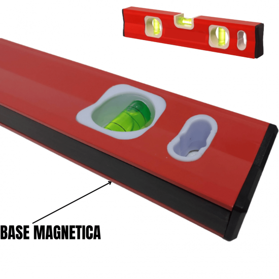 Nível 30cm Base Magnética 3 Bolhas Profissional