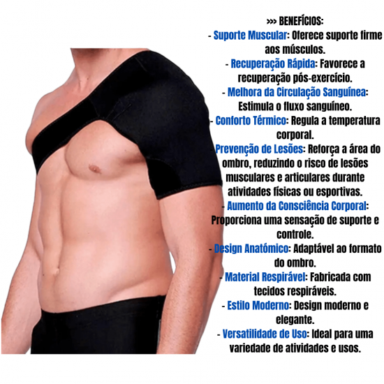 Ombreira Protetor Suporte de Ombro e Clavícula Neoprene Treino Academia Lesões