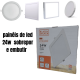 Painel Plafon Luminaria Embutir/ Sobrepor Quadrado/Redonda Teto/Gesso/Forro Pvc Led Branco 24w 3000k/6500k