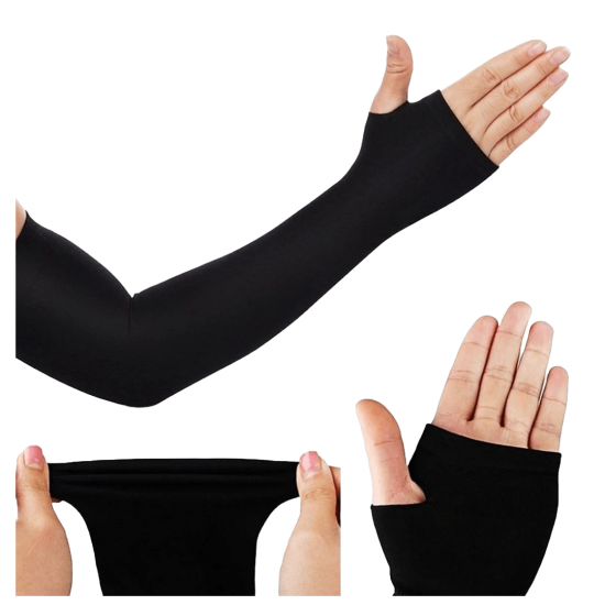Par Manguito mangote com Dedo Proteção solar UV50+ Corrida Fitness Academia Unissex