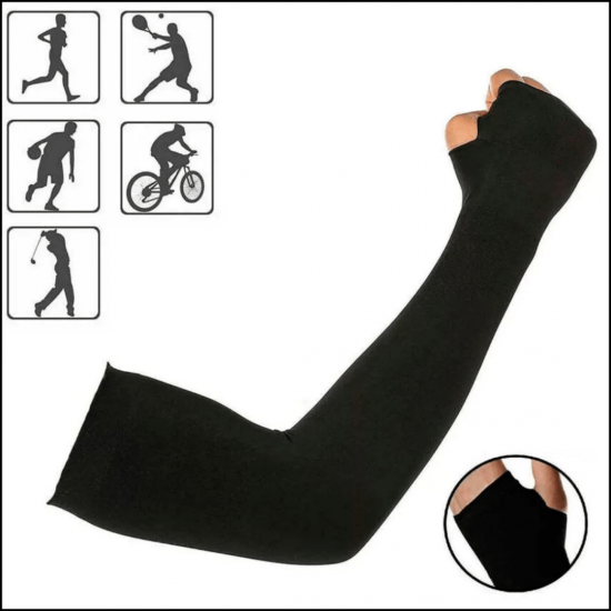Par Manguito mangote com Dedo Proteção solar UV50+ Corrida Fitness Academia Unissex