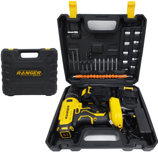 Parafusadeira Furadeira De Impacto Bivolt 21v 2 Baterias Com Maleta
