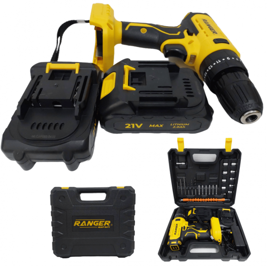Parafusadeira Furadeira De Impacto Bivolt 21v 2 Baterias Com Maleta