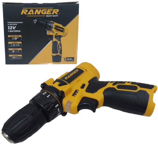 Parafusadeira Furadeira Bateria 12V com Impacto Bivolt Maleta Ranger