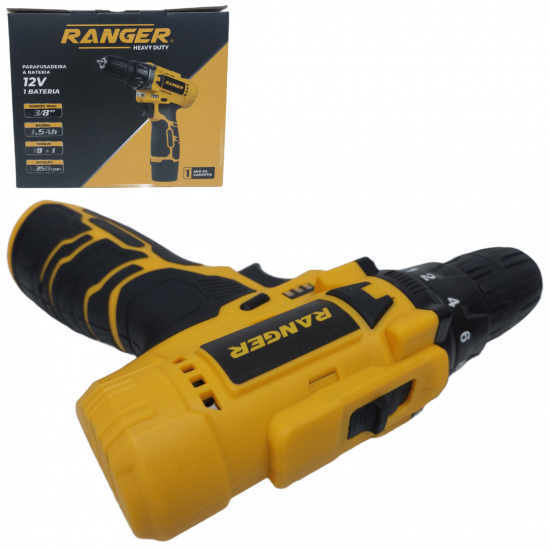 Parafusadeira Furadeira Bateria 12V com Impacto Bivolt Maleta Ranger