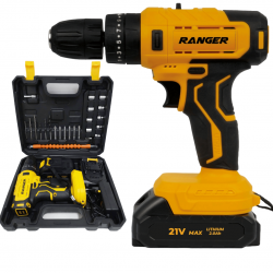 Parafusadeira Furadeira De Impacto Bivolt 21v 2 Baterias Com Maleta