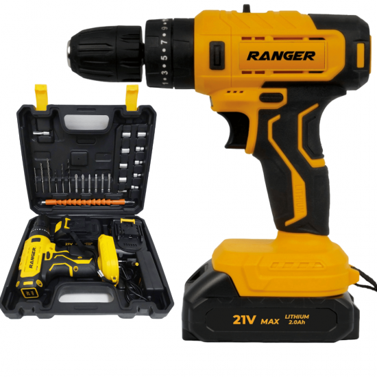 Parafusadeira Furadeira De Impacto Bivolt 21v 2 Baterias Com Maleta