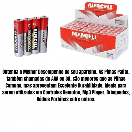 Pilha Aaa Palito Alfacell Caixa Com 60 Unidades