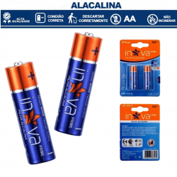 Pilha Alcalina AA Inova Prime 1.5V – Longa Duração | Alta Potência | Kit com 2 Unidades