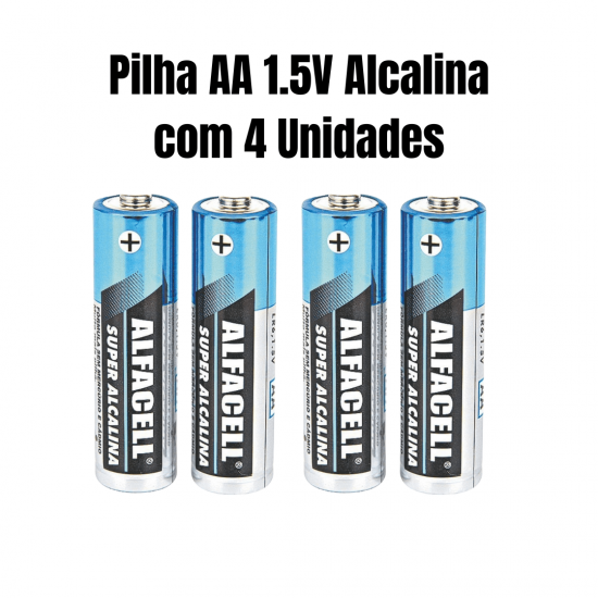 Pilha Alfacell AA Super Alcalina 1,5V – Alta Duração e Potência | Kit com 4 Unidades