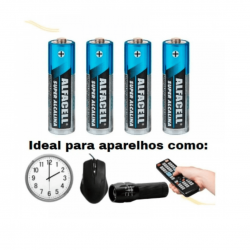 Pilha Alfacell AA Super Alcalina 1,5V – Alta Duração e Potência | Kit com 4 Unidades