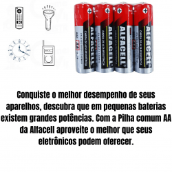 Pilha comum  AA 1.5v Com 4 Pilhas